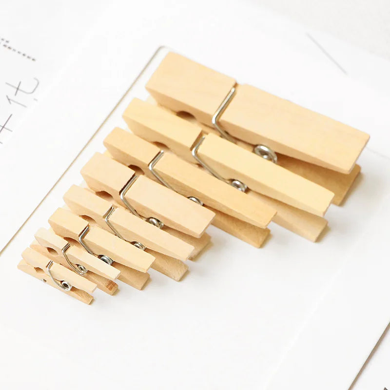 50 Mini Holz Clips für DIY Handwerk, Foto Deko & Büro – Verschiedene Größen