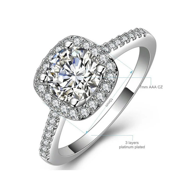 Roségold Damenring mit quadratischem Zirkon Stein für Hochzeit Party