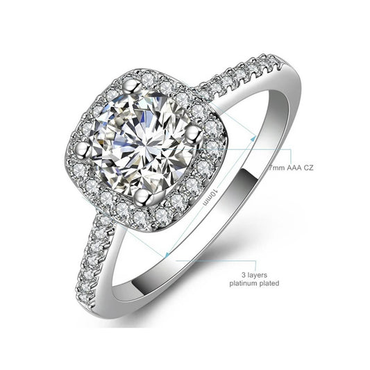 Roségold Damenring mit quadratischem Zirkon Stein für Hochzeit Party