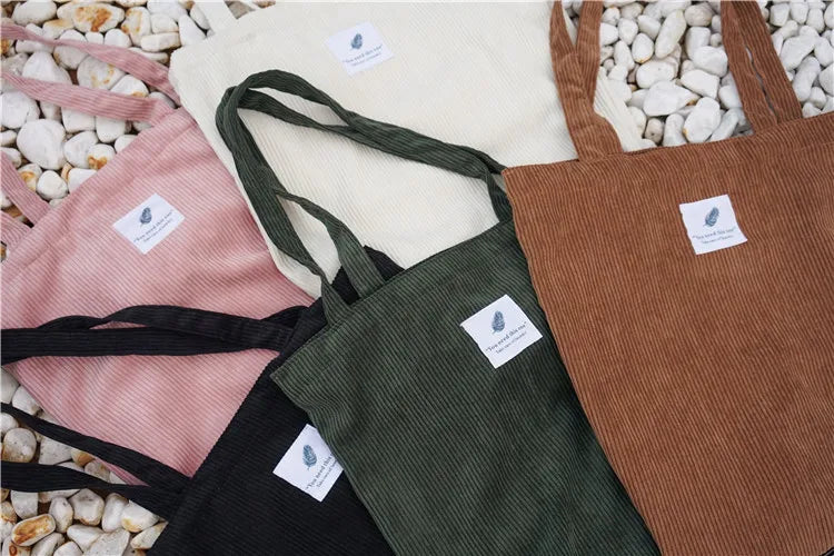 Frauen Cord Tote Handtasche Schulter Einkaufstasche Casual-Yabubest - Home & More