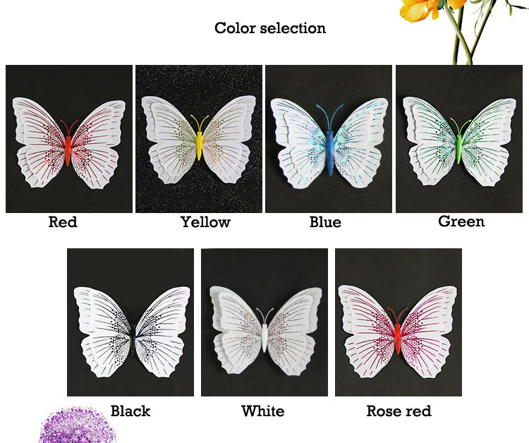12 Stücke 3D Schmetterling Wandaufkleber doppelschichtig für Raumdeko-Yabubest - Home & More