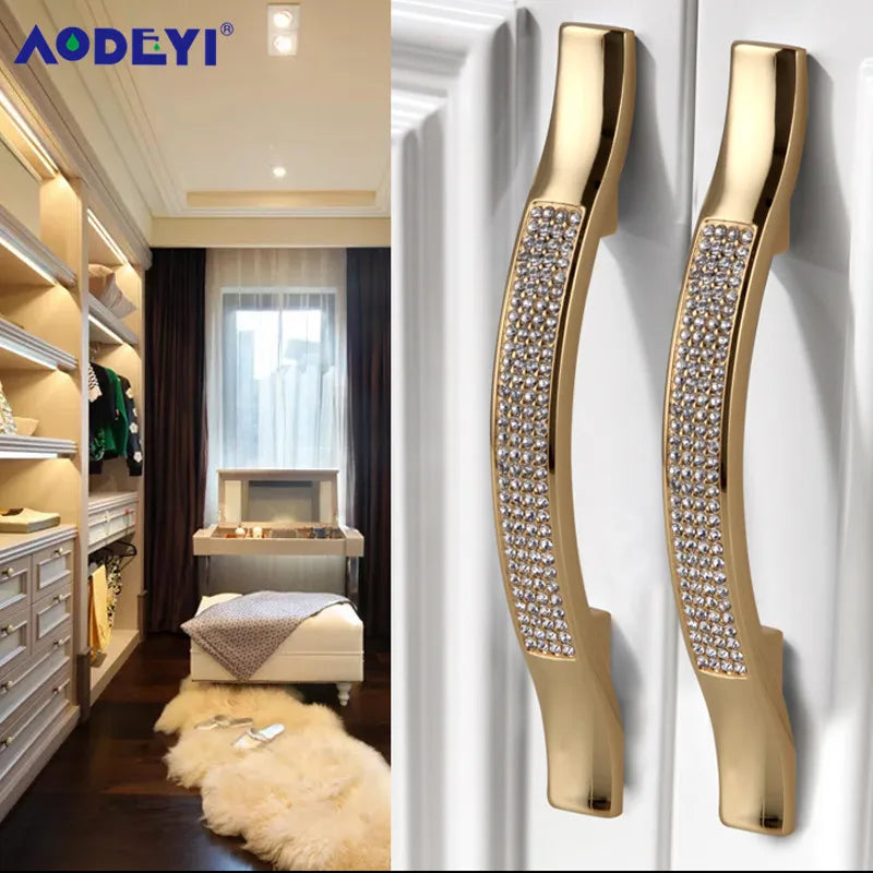Eleganter Kristall Möbelknopf Diamant Optik für Schrank Schublade Gold/Chrom