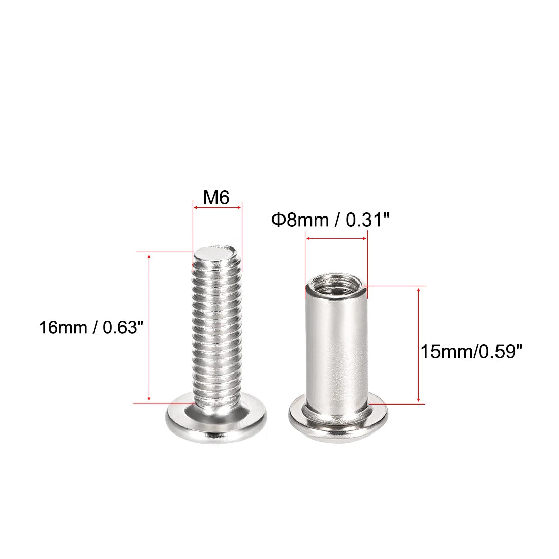 Robuste M6 Schraubpfosten Set Kohlenstoffstahl für Möbel Leder