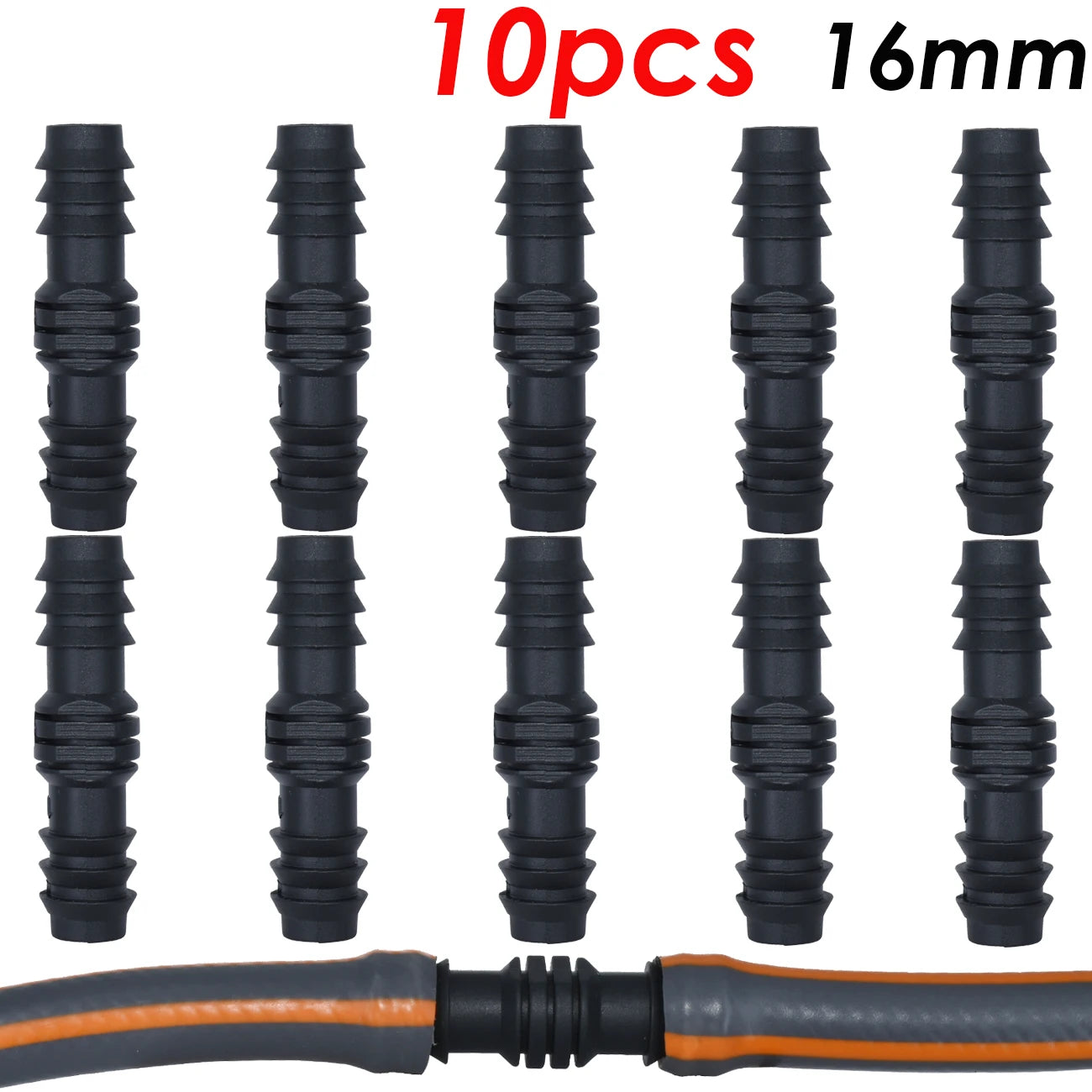 10x 16mm Gerade Kupplungen Micro Tropf Bewässerung 1/2'' PE Schlauch Reparatur