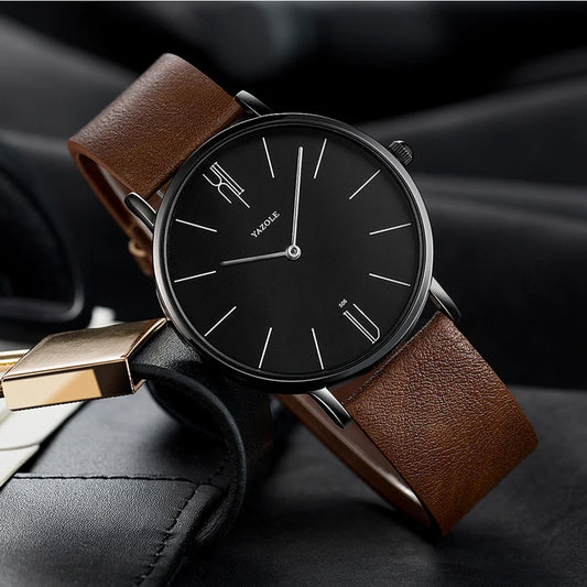Elegante Herren Quarz Armbanduhr Lederarmband Business - Casual
