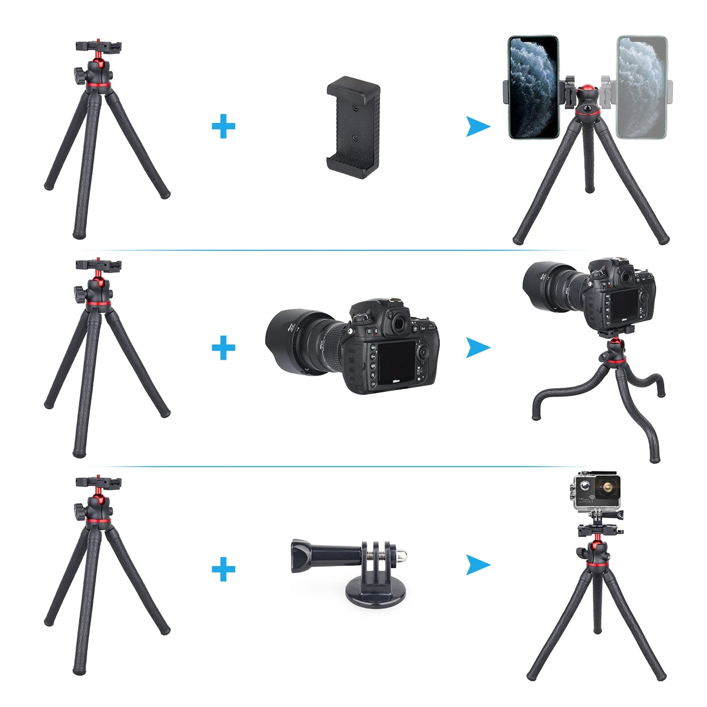 Flexibles Mini Stativ für Smartphone Kamera Action Cam – Octopus Halter