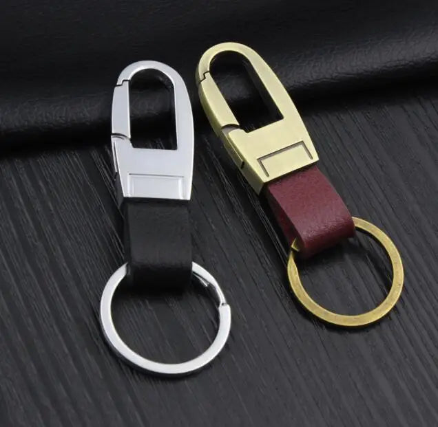 Modischer Schlüsselanhänger aus Metall mit Lederband Damen Herren Geschenk