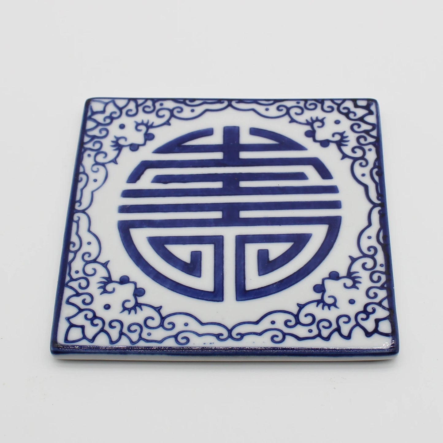 Dekorative quadratische Keramikuntersetzer 10x10 cm blau weiß