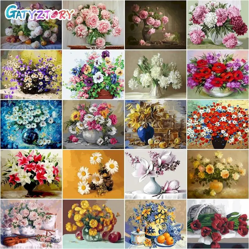 Gatyztory 40x50cm Ölgemälde durch Zahlen Blumen Leinwand