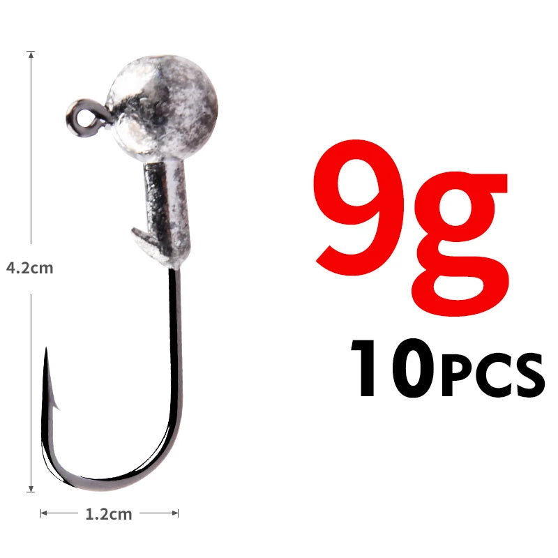 Jigkopf Angelhaken High Carbon Stahl 1g bis 22g für Hechtangeln