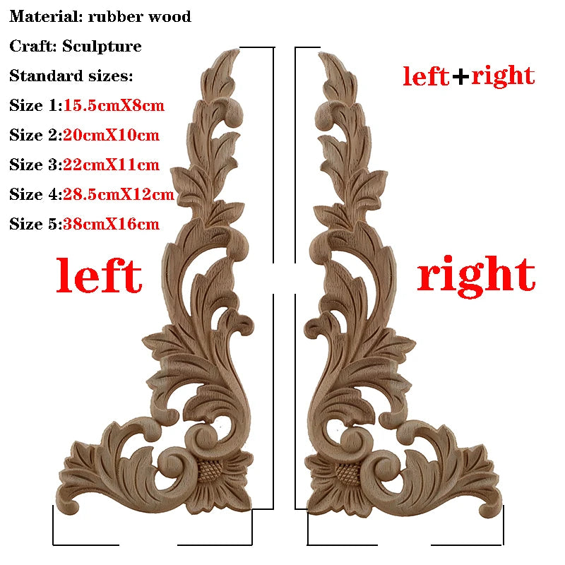 Handgeschnitzte Holzapplikation mit floralem Design