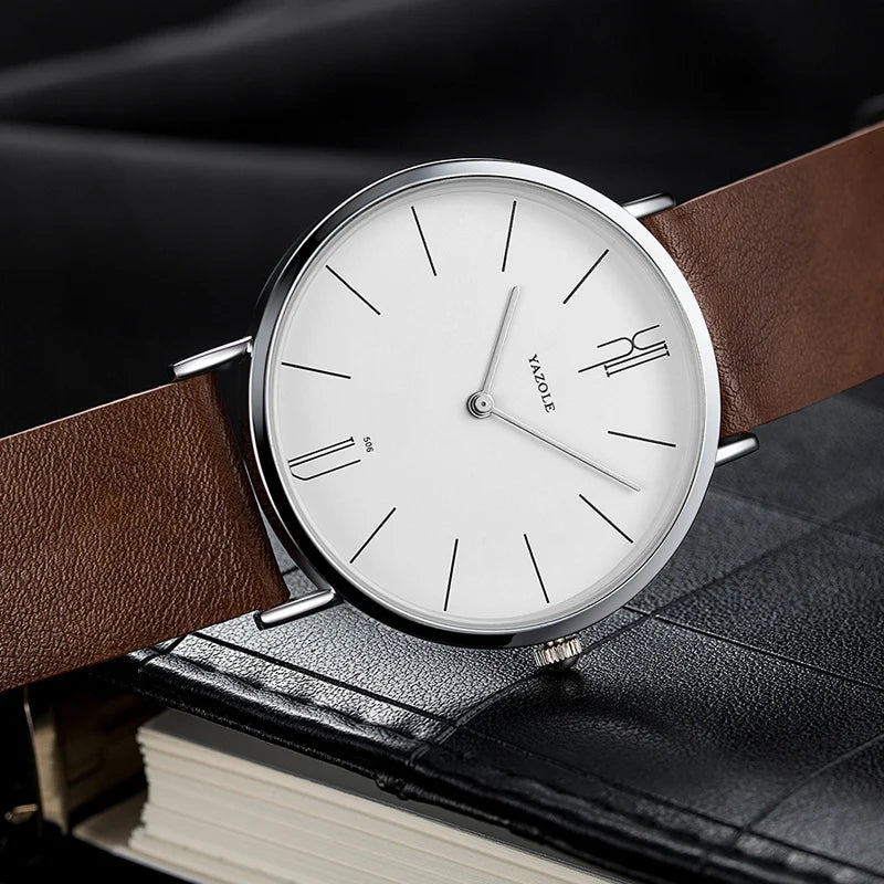 Elegante Herren Quarz Armbanduhr Lederarmband Business - Casual