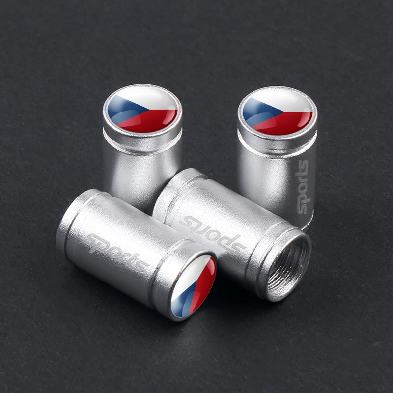 4er Set Aluminium Ventilkappen mit Länderflaggen Auto Reifen Zubehör