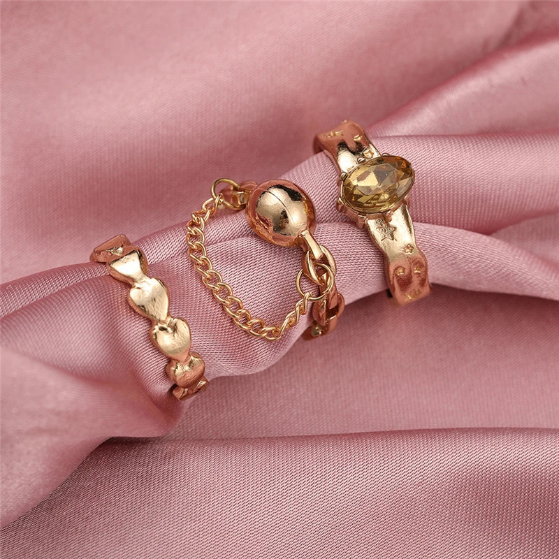 Vintage Silberfarbene Herzschmuck Ringe Set für Damen und Herren