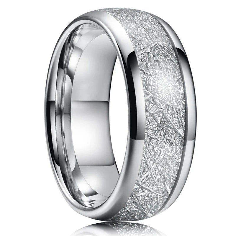 8mm Herren Edelstahl Ring Blau Carbon Faser Meteorit Hochzeit Geschenk