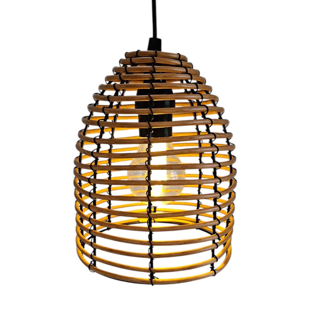 Hängeleuchte LED Rattan Optik Außen Innenbereich 18x16 cm Gartenbeleuchtung