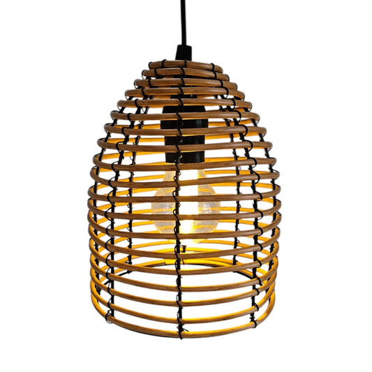 Hängeleuchte LED Rattan Optik Außen Innenbereich 18x16 cm Gartenbeleuchtung