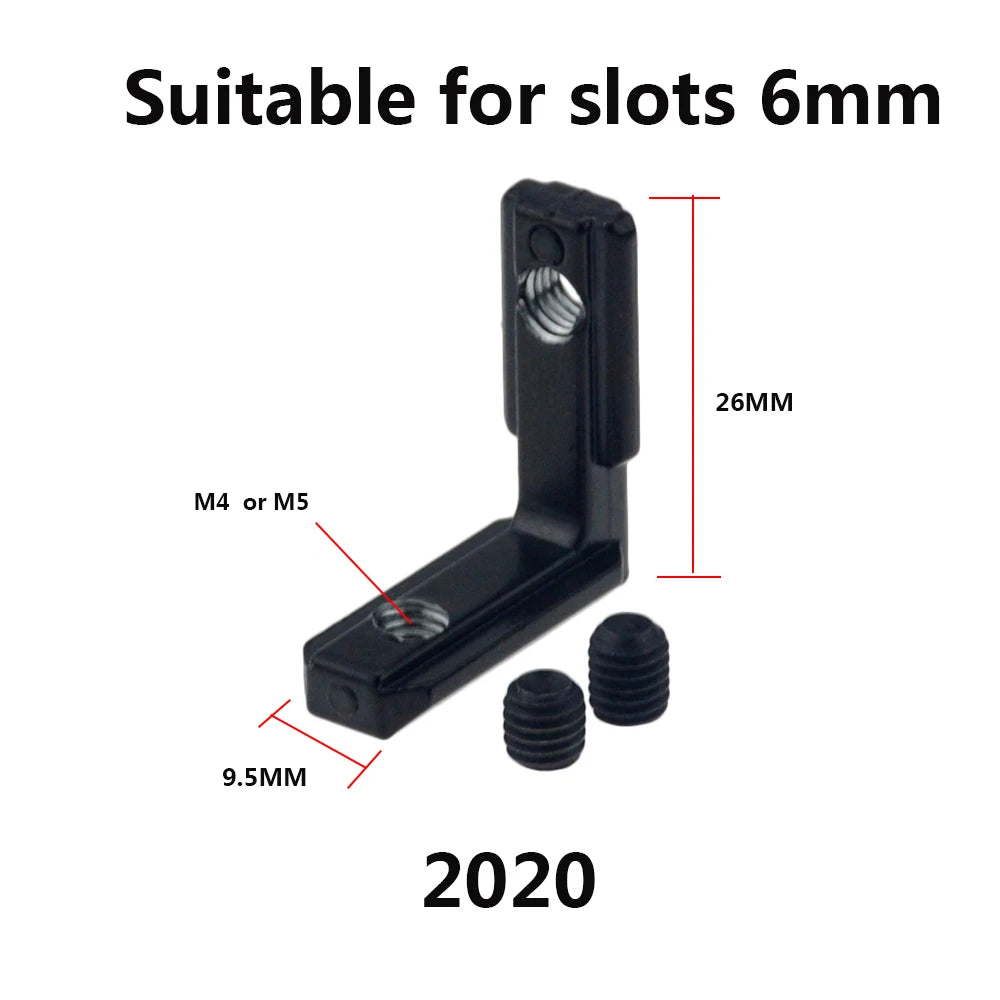 10x L-Form Eckverbinder Schwarz mit Schrauben für Alu Profile (2020, 3030, 4040)