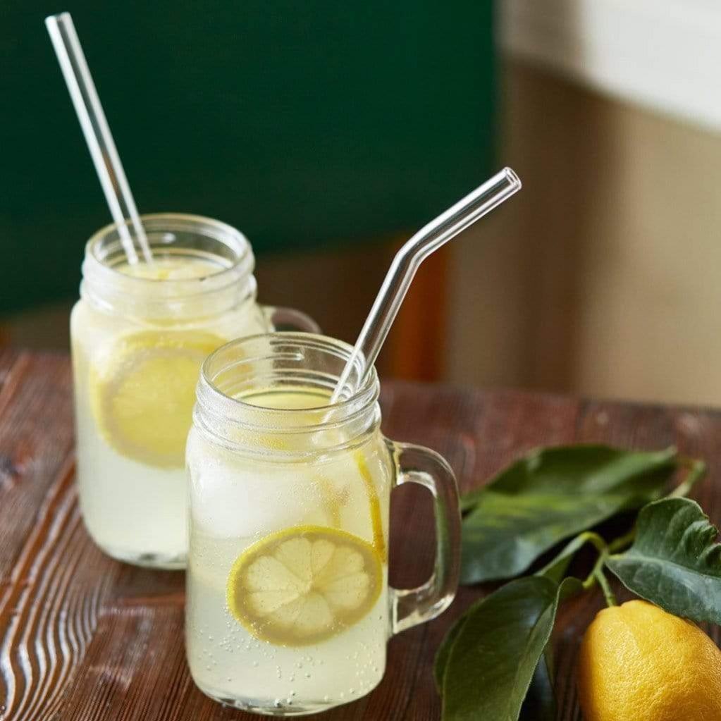 Glasstrohhalme 6x 23cm gebogen Glastrinkhalme mit Knick