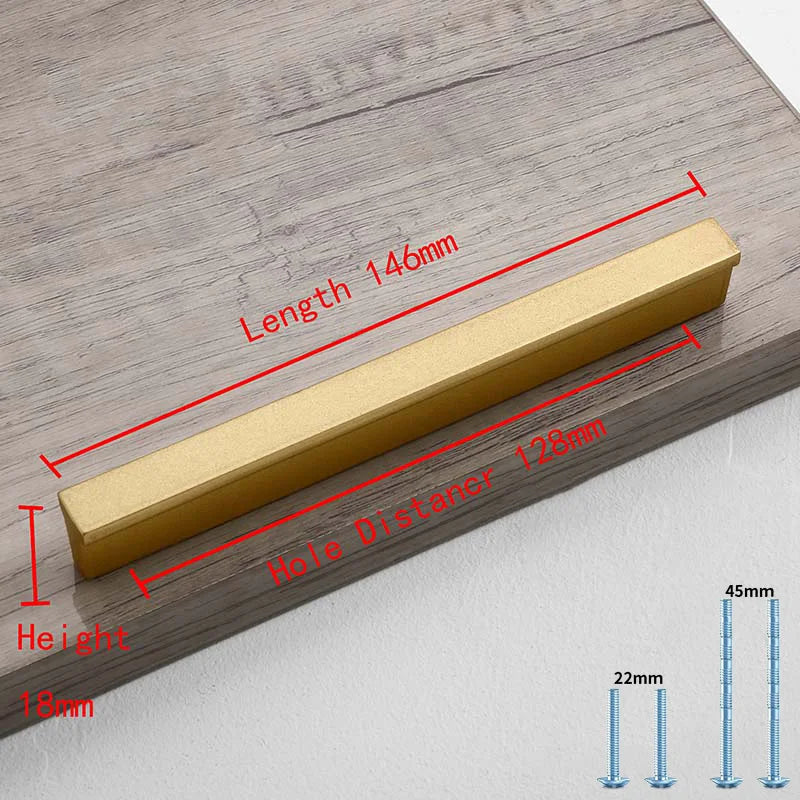 Mattgoldener Aluminium Möbelgriff 96-192mm Modern - Robust