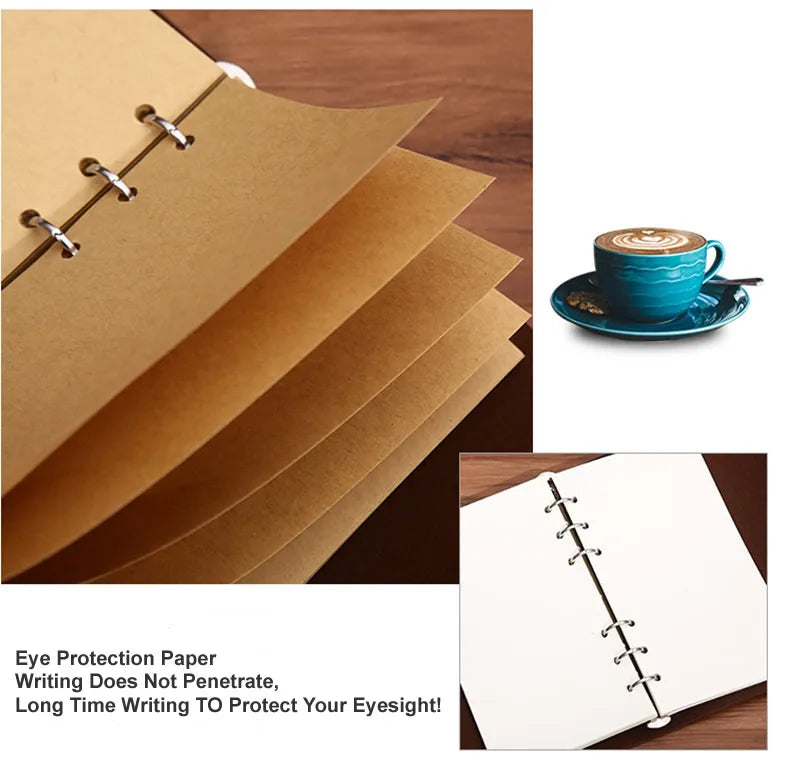 Vintage Notizbuch A5 A6 A7 aus Kunstleder mit blanko Seiten-Yabubest - Home & More