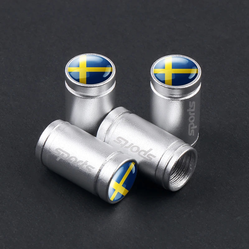 4er Set Aluminium Ventilkappen mit Länderflaggen Auto Reifen Zubehör