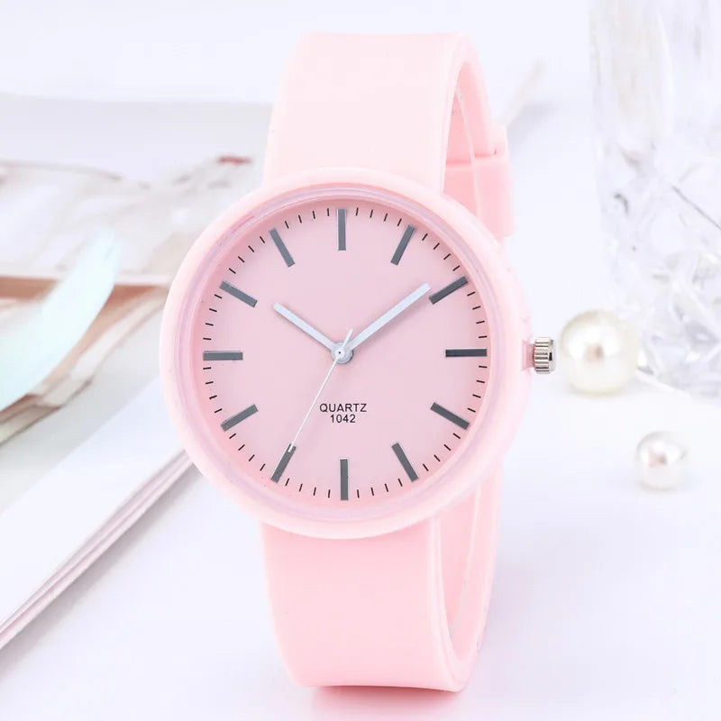 Stilvolle Damen Quarz Armbanduhr - Weißes Silikon Gelee Design