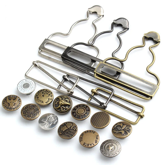 Nagelfreies, verstellbares Metallknopf-Set aus Zink für Jeans - Kleidung – 1 Paar