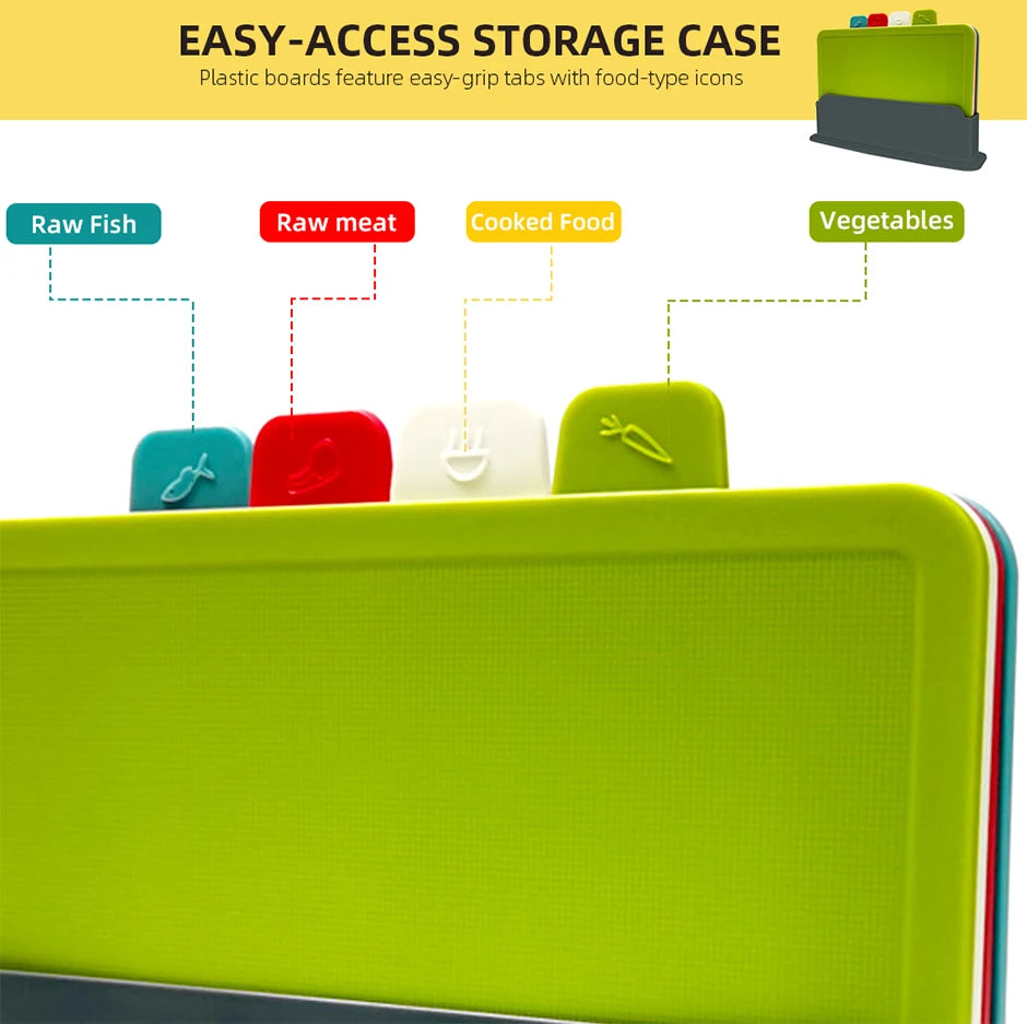 Anti Bakterielle Kunststoff Schneidebretter mit Halter Set spülmaschinenfest