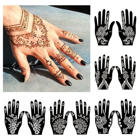 Temporäre Tattoo Schablone Hand Henna DIY Körperkunst Aufkleber