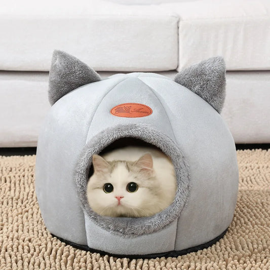 Gemütliches Katzenbett und Haustier Höhlennest mit Baumwolle Wintermatte