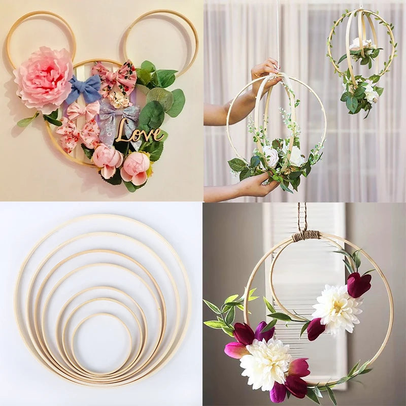 Bambus Ring für kreative Heimdekoration - Hängende Blumenkränze