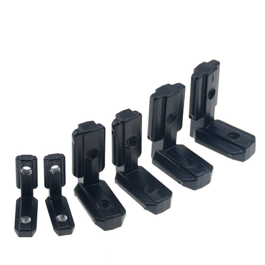 10x L-Form Eckverbinder Schwarz mit Schrauben für Alu Profile (2020, 3030, 4040)