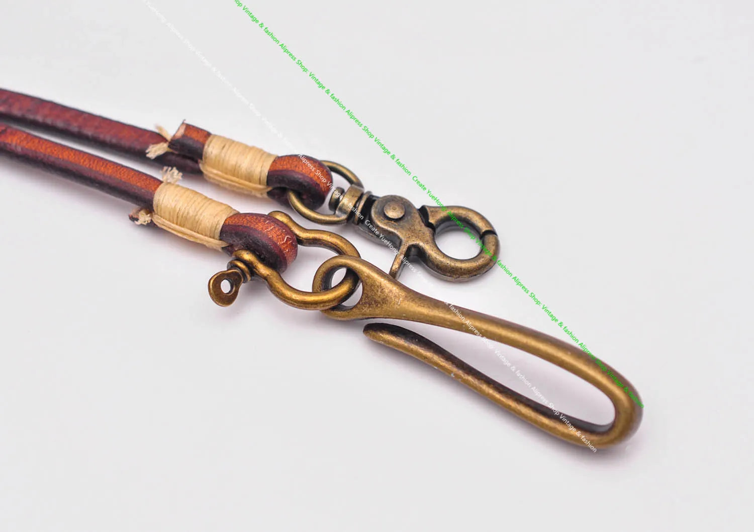 Handgemachter brauner Leder Schlüsselanhänger lange Brieftaschenkette-Yabubest - Home & More