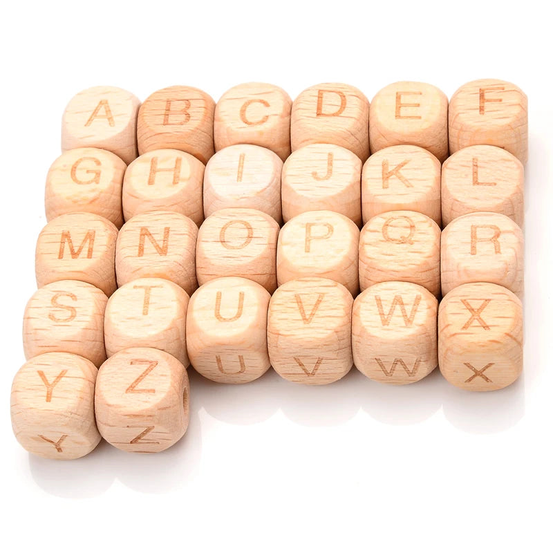 Sichere Silikon Alphabet Perlen für Baby Schnullerketten