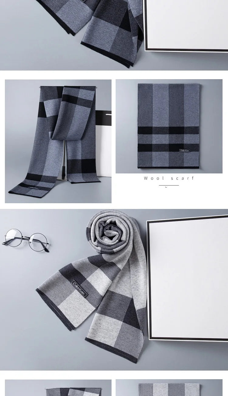 Weicher Kaschmirschal für Herren mit Karomuster und Fransen