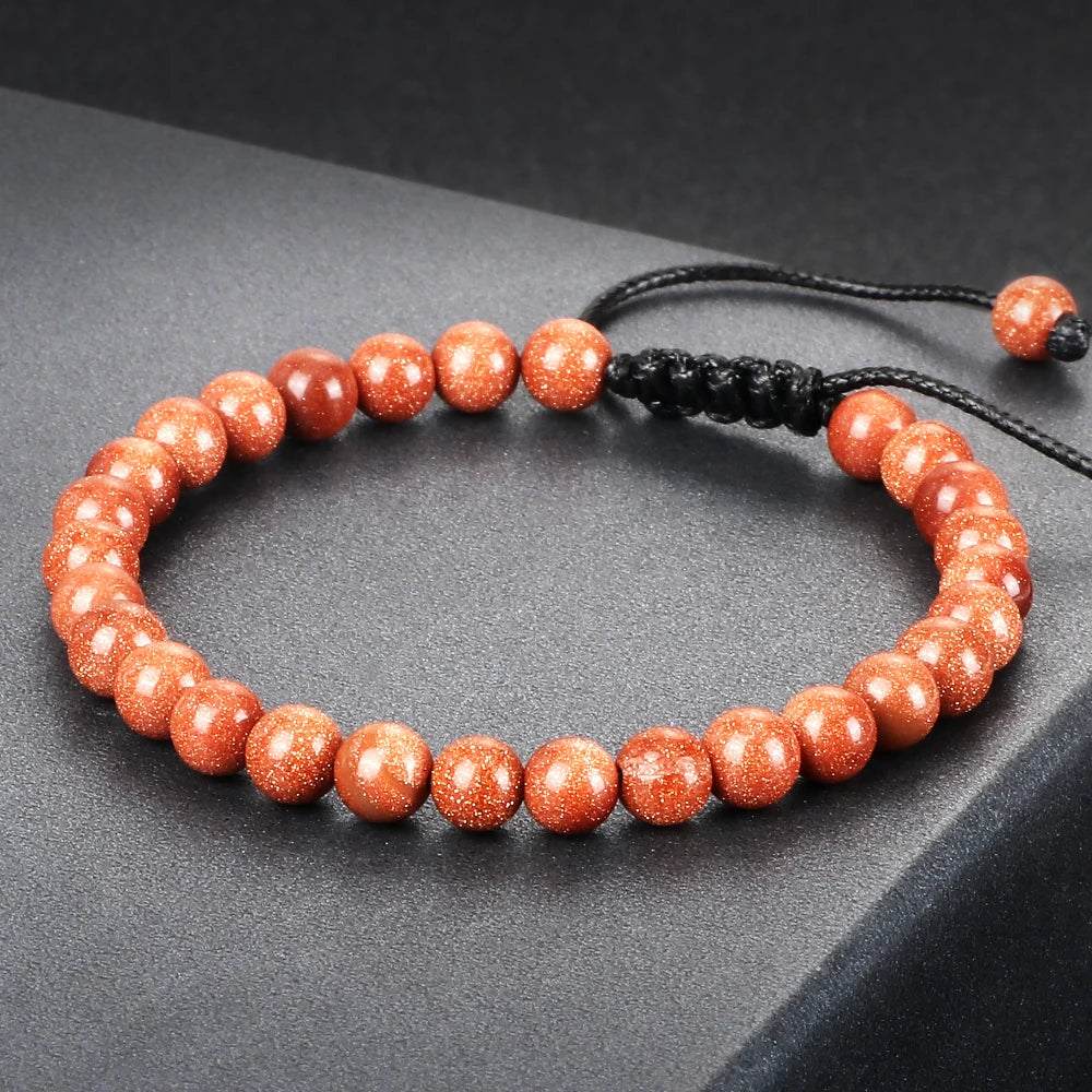 Natur Sandstein Armband mit Quarz Perlen Verstellbarer Handgelenkschmuck