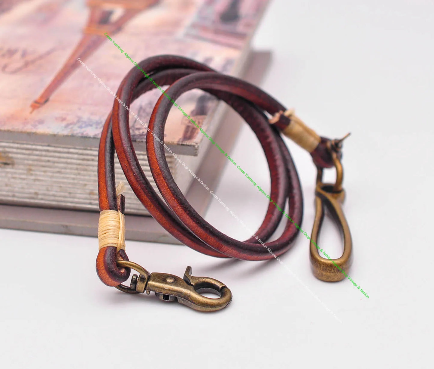 Handgemachter brauner Leder Schlüsselanhänger lange Brieftaschenkette-Yabubest - Home & More