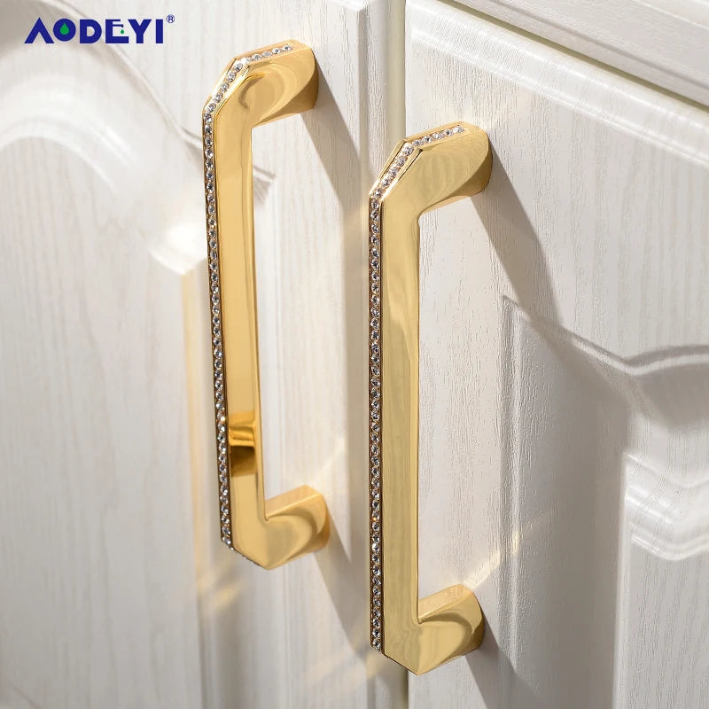 Eleganter Kristall Möbelknopf Diamant Optik für Schrank Schublade Gold/Chrom