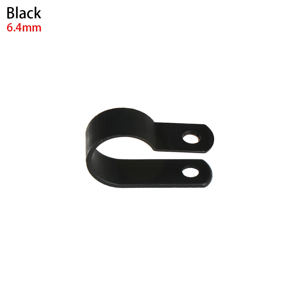 100x R-Typ Nylon Kabelklemmen Schwarz – Kabel Befestigung - Organisation