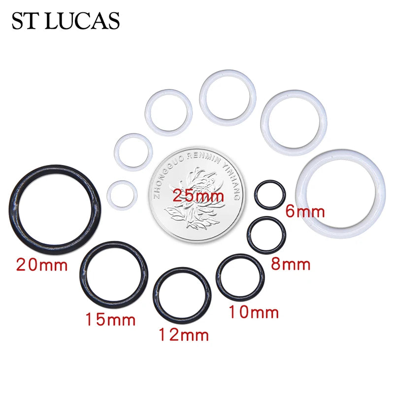 30-teiliges BH Ringe und Slider Set in Weiß und Schwarz Metall Zubehör