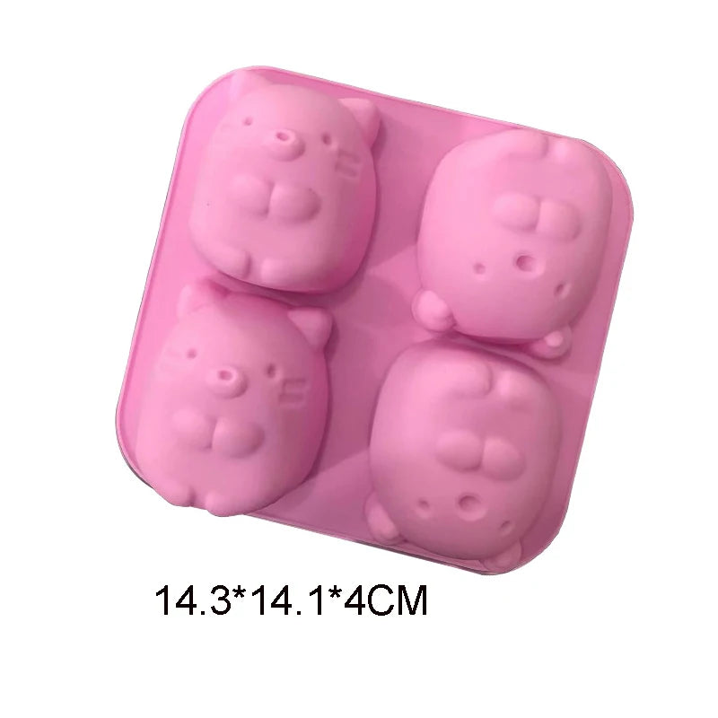 Cartoon Silikon Backform für Kuchen und Seifen mit Tiermotiven