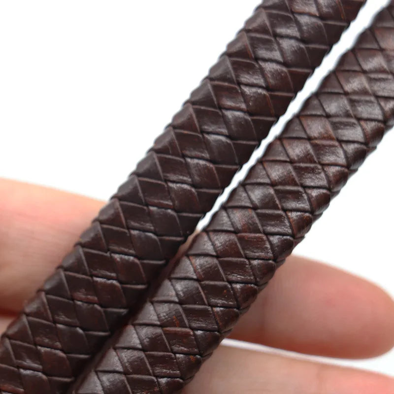 Flaches echtes Lederband 0,5 oder 1 Meter für Schmuck 8, 10 und 12 mm breit-Yabubest - Home & More