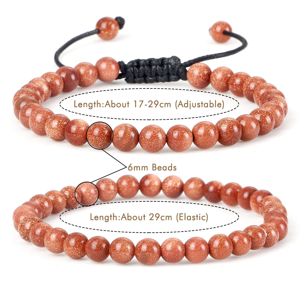 Natur Sandstein Armband mit Quarz Perlen Verstellbarer Handgelenkschmuck