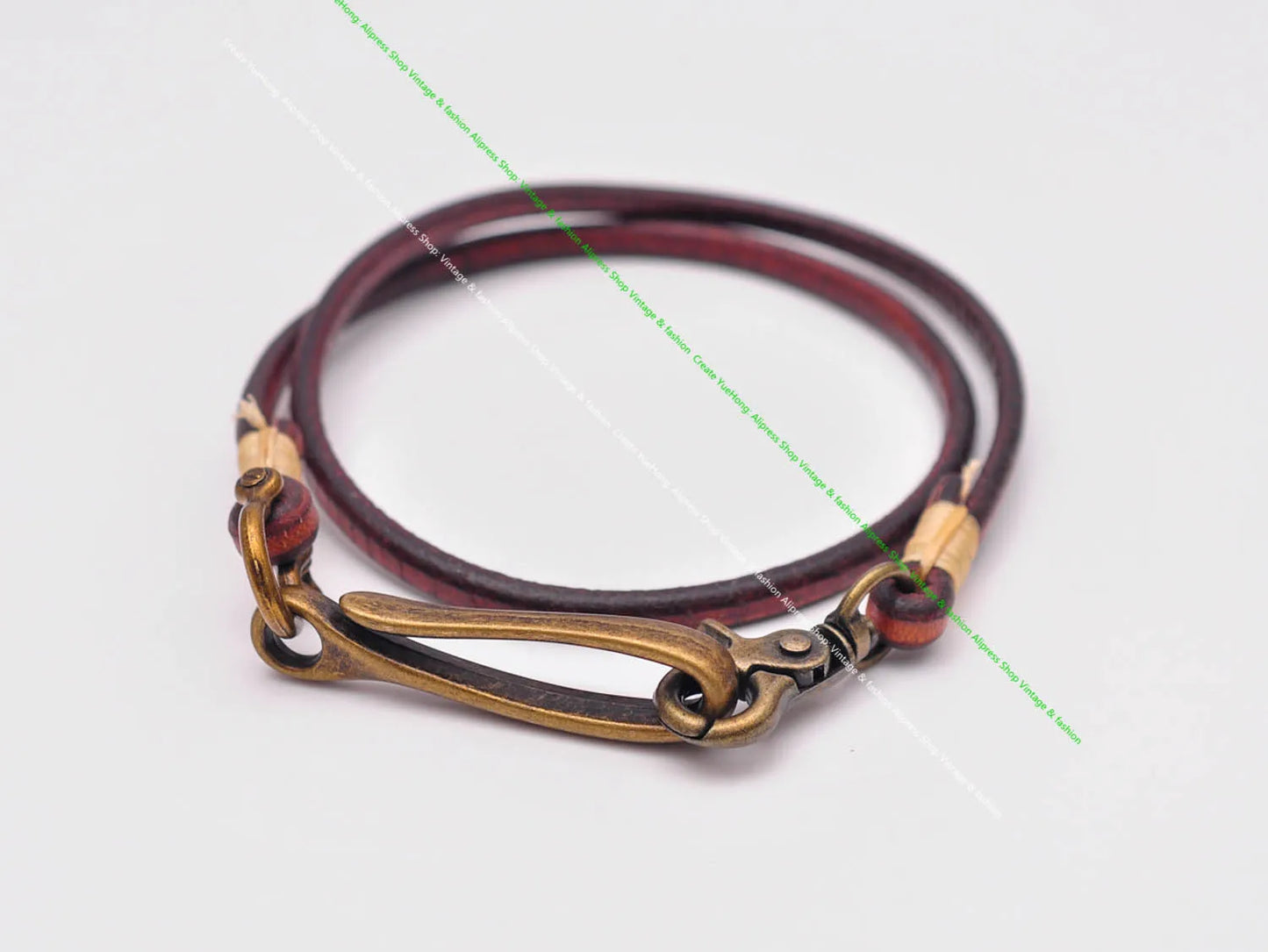 Handgemachter brauner Leder Schlüsselanhänger lange Brieftaschenkette-Yabubest - Home & More