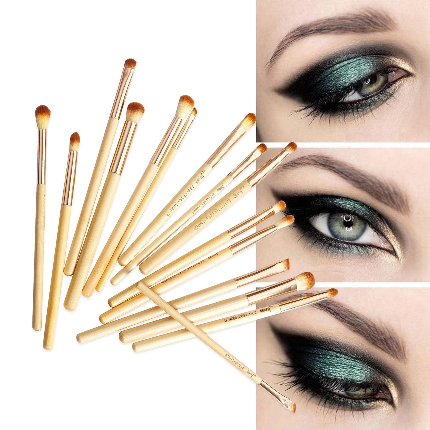 15-teiliges Bambus Make-up Pinsel Set für präzises Augen-Make-up