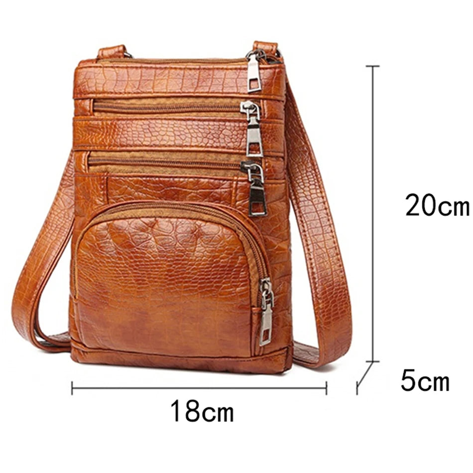 Multi Taschen Casual Schultertaschen Frauen Retro Flap Handtasche
