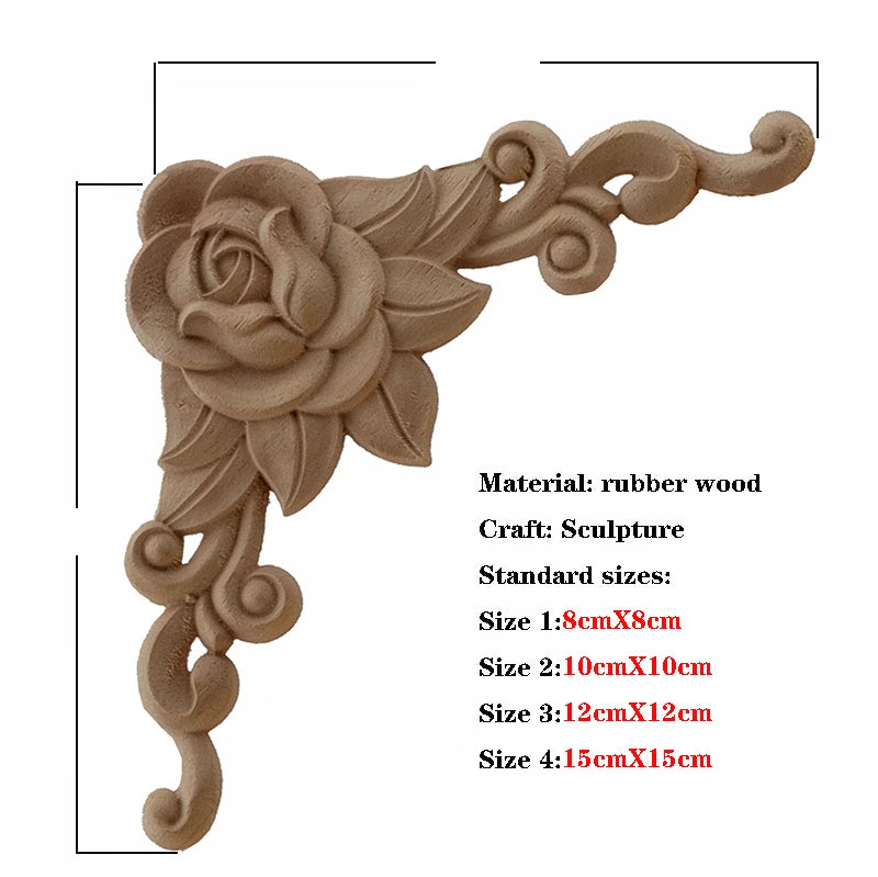 Handgeschnitzte Holzapplikation mit floralem Design