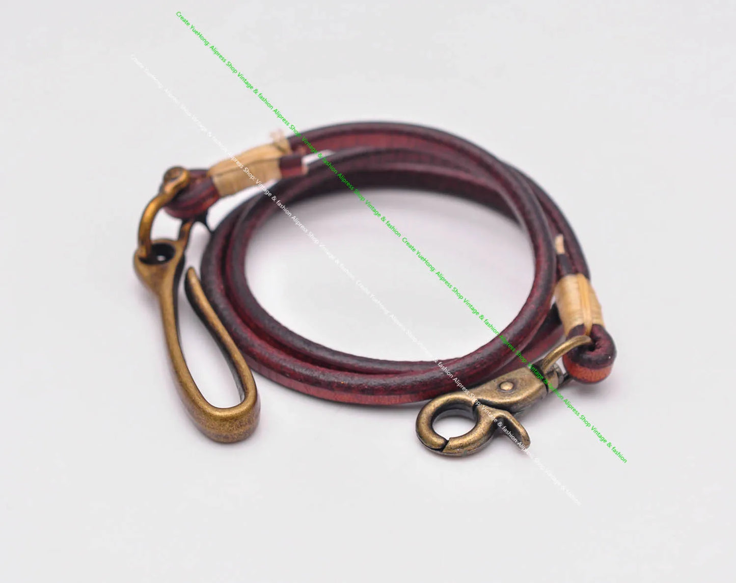 Handgemachter brauner Leder Schlüsselanhänger lange Brieftaschenkette-Yabubest - Home & More