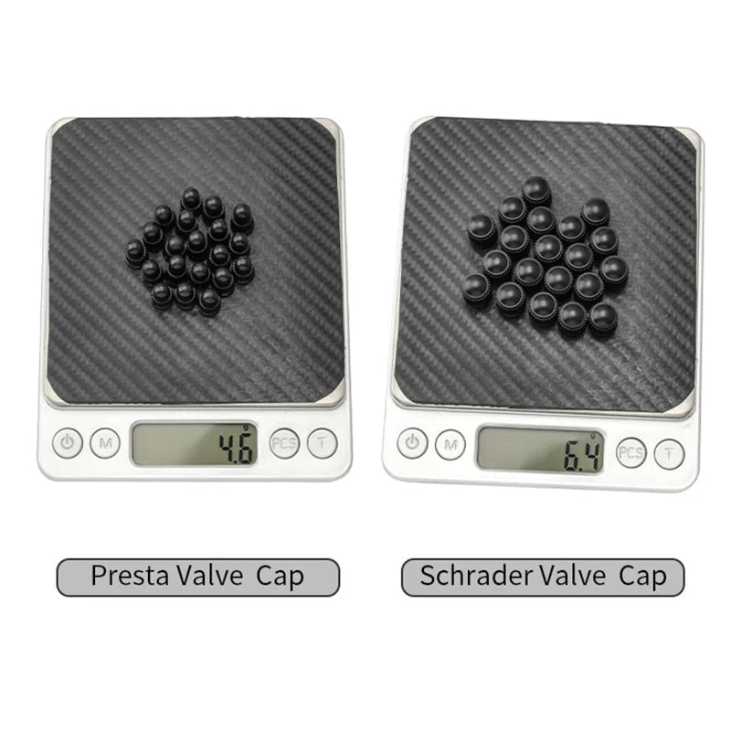 20er Set schwarze Ventilkappen für Presta - Schrader – leichter Schutz fürs Fahrrad